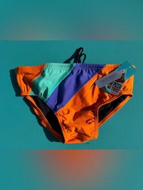 Speedo Black Swim Brief with Orange Trim